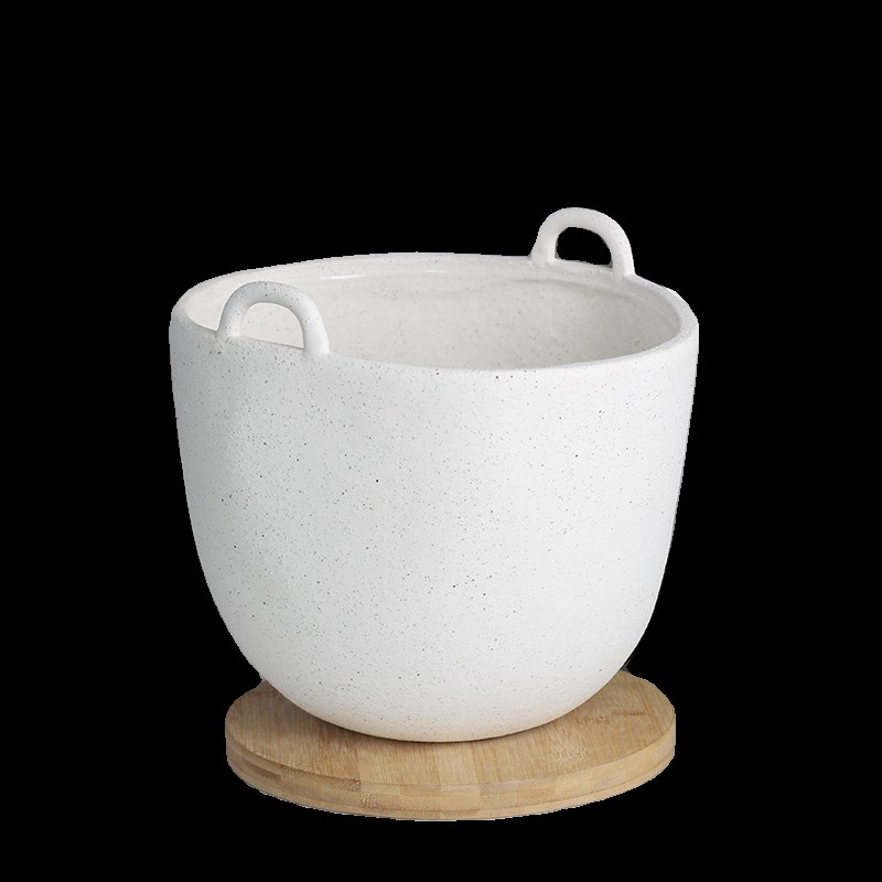 F家陶瓷提篮花盆A白色无孔高29CM