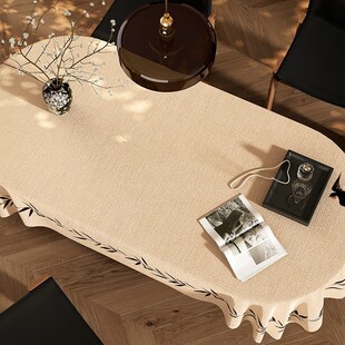 中古风桌布轻奢高级感茶几桌垫棉麻布艺餐桌布长方U形台布桌面垫