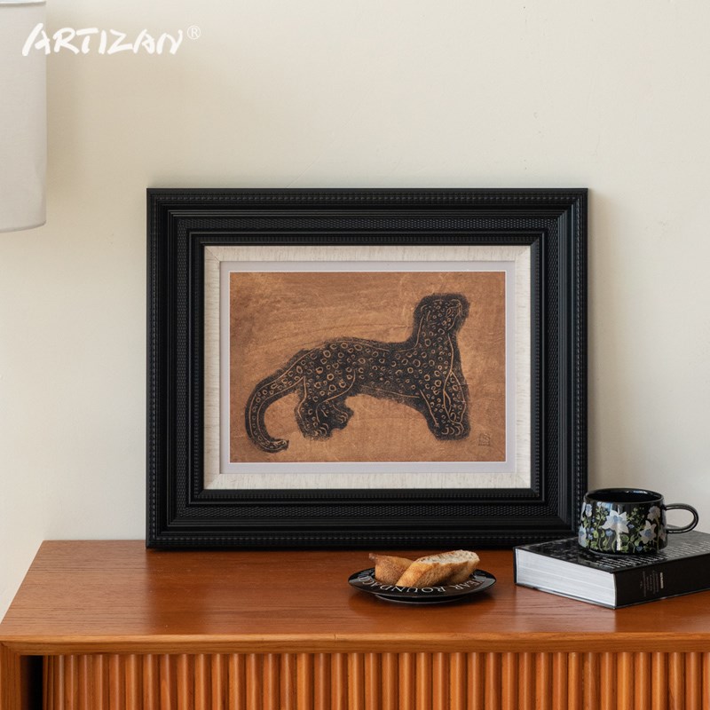 可定制尺寸法式中古风diy画框装裱黑色油L画空外框挂墙简约大相