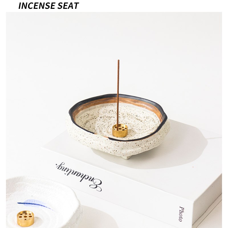 小众陶瓷线香香插香座水墨风中古底座创I意生日礼物桌面装饰小摆
