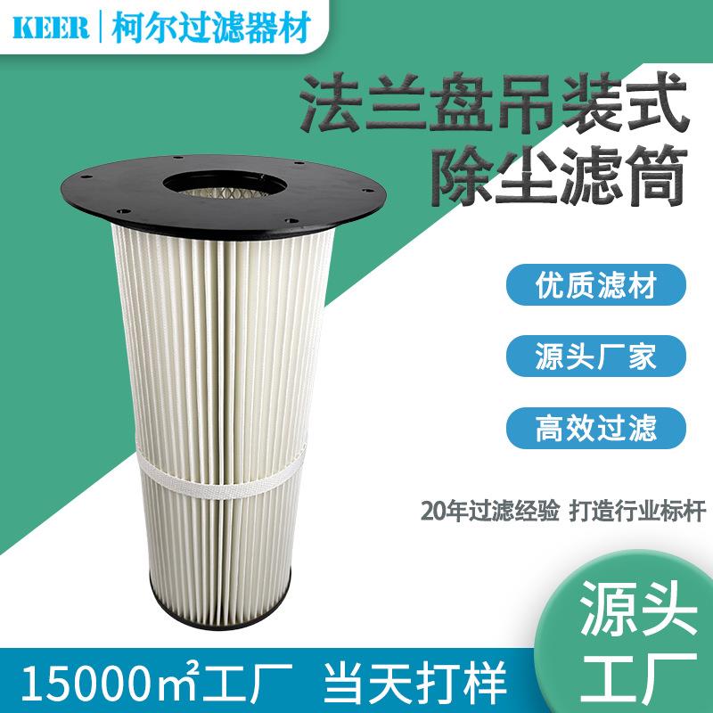 厂家直销 耐酸碱PTFE覆膜工业用法兰盘式吊装除尘滤筒 空气滤芯