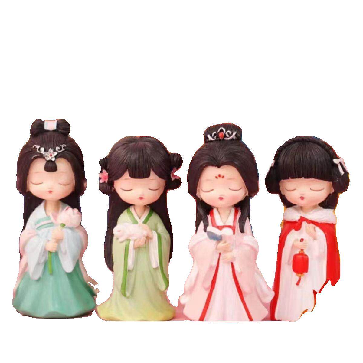 3d立体古风公主侍女石膏娃娃彩绘涂鸦美人涂色摆件玩具diy白胚