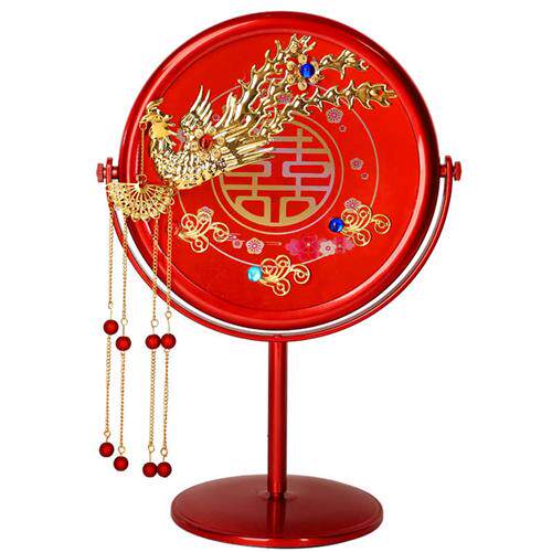 速发结婚镜子梳子一对套装高档化妆镜台式化妆镜婚礼新娘陪嫁红色