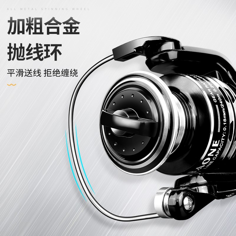 速发纺车轮全金属轮路亚海竿远投轮矶钓杆轮高转速10002000型
