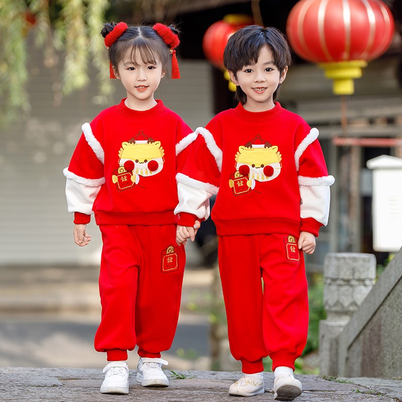 速发 童汉服秋冬男宝2周岁礼服宝024龙年装年衣服兄妹新拜年服新