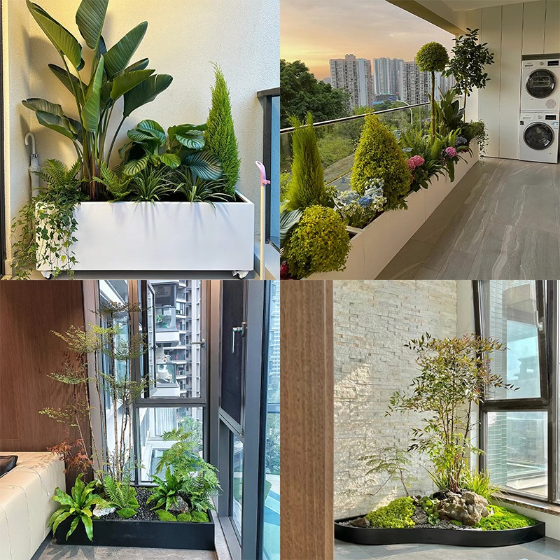 速发户花台露槽外箱种植箱铁艺不锈钢别墅庭院室内造景花台花盆