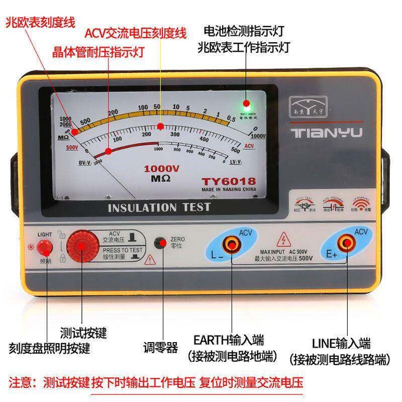 速发天宇TY6017/6018/6045指绝缘测试仪摇表兆欧表漏电检测