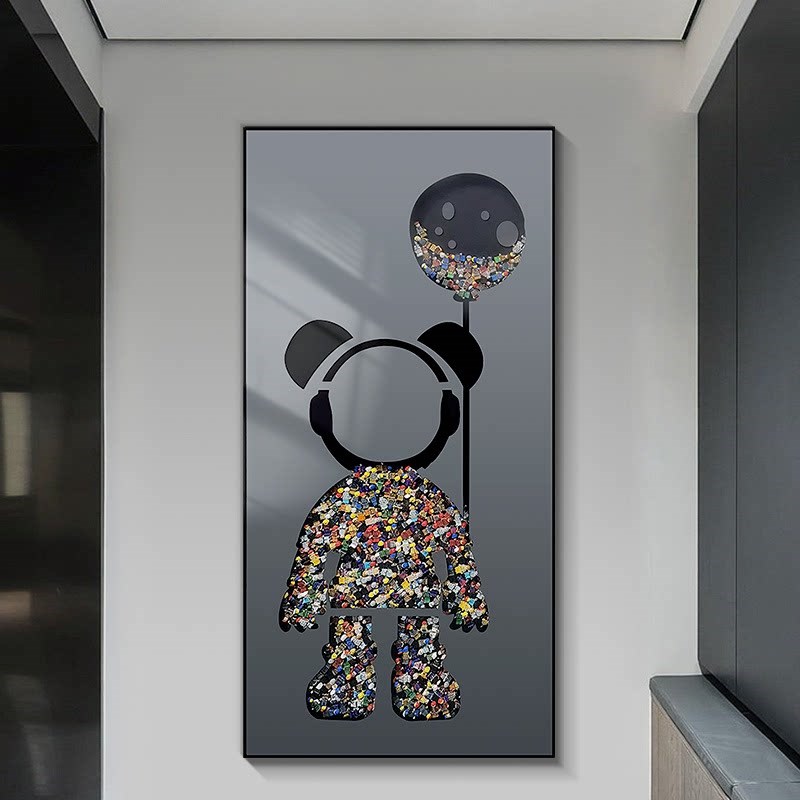 速发6球 郭手户积木装饰画创意挂画入工轻奢挂画气6熊80160