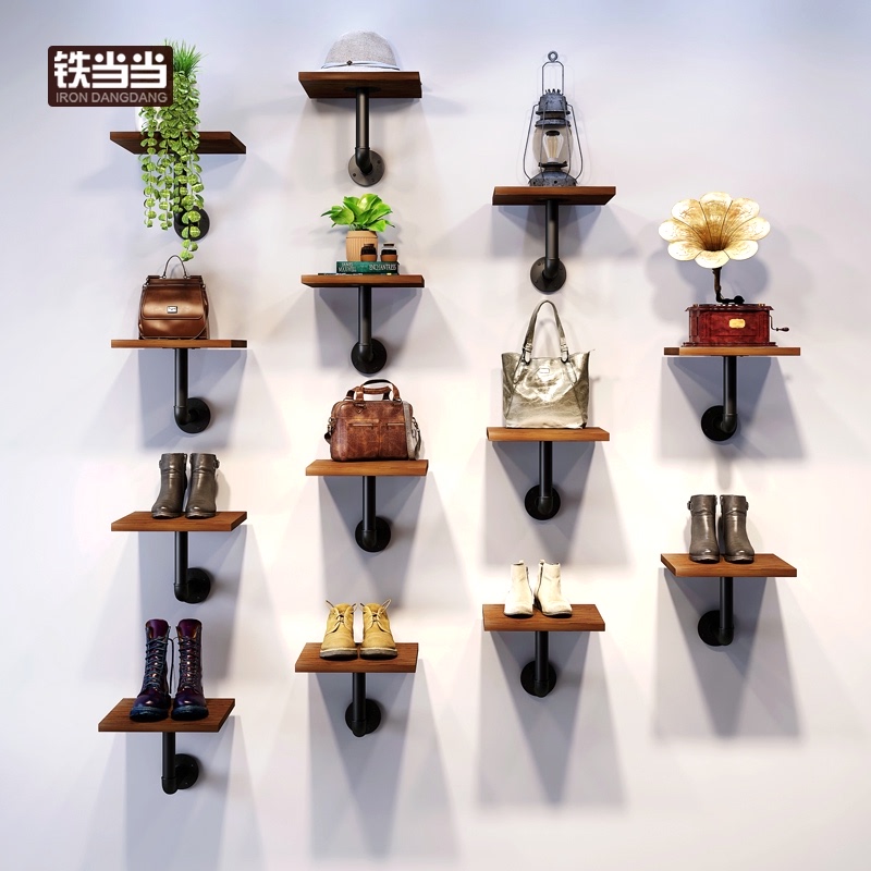速发怀装店展示架铁艺上墙 挂钩置物架正 壁挂复古服旧挂挂衣服