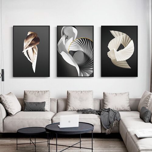 速发不朽之影 黑卧灰客象装饰画抽厅极简艺术工作室墙画白室挂画