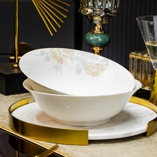 汤吃面 清雅名媛9英寸大汤碗景德镇家用陶瓷碗盘餐具大容量装