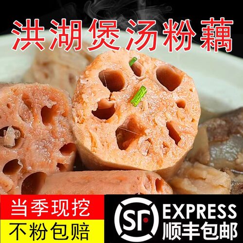 湖北正宗粉藕莲藕煲汤炖汤新鲜糖藕糯米藕九孔莲藕红现挖切块藕