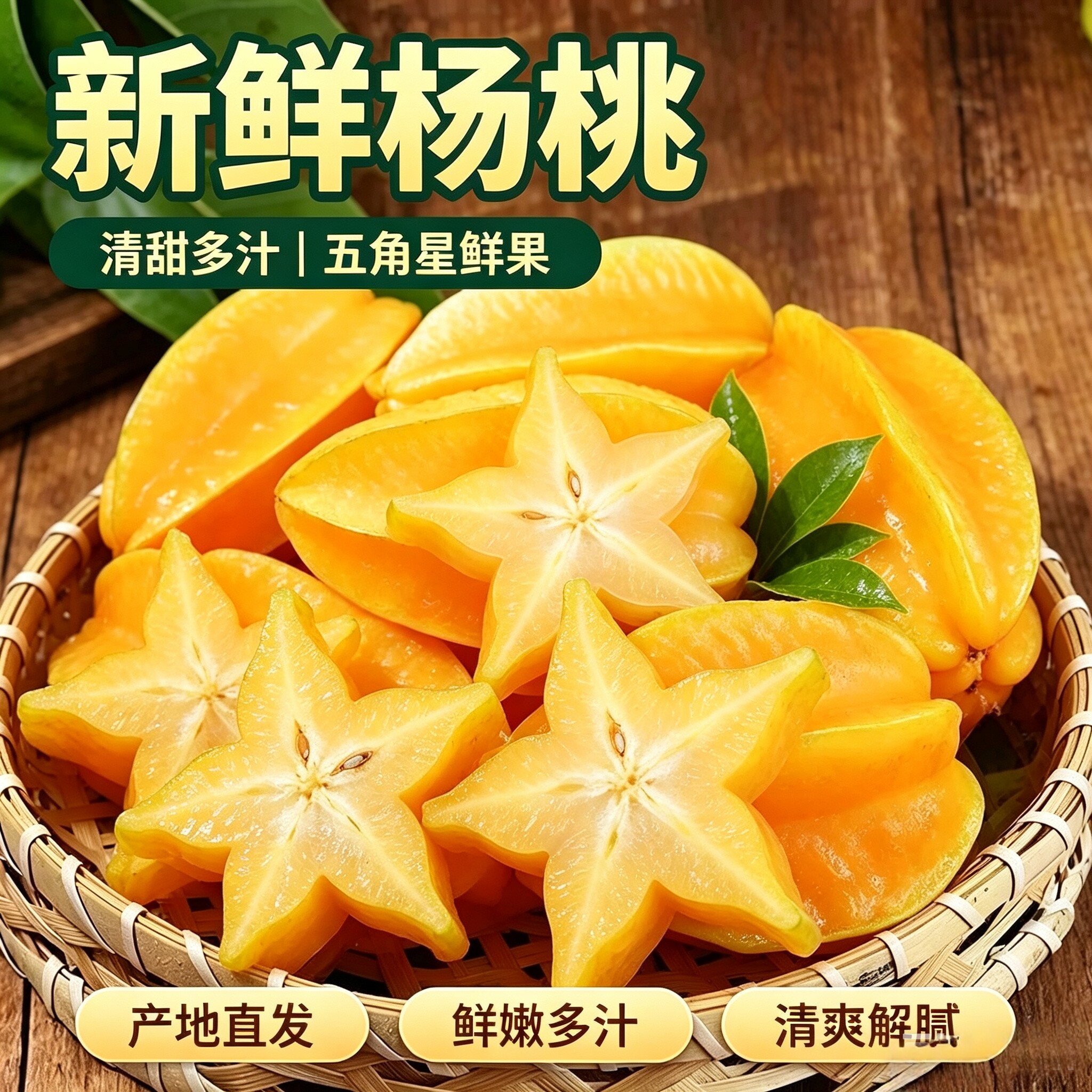 杨桃新鲜水果当季水果清热下火洋桃热带低糖水果孕妇水果大果图片