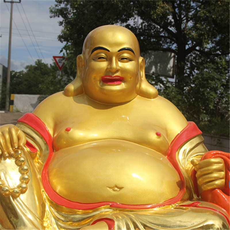 好货树脂玻璃钢方台弥勒佛 贴金彩绘1米1金刚台弥勒佛菩萨 开心笑