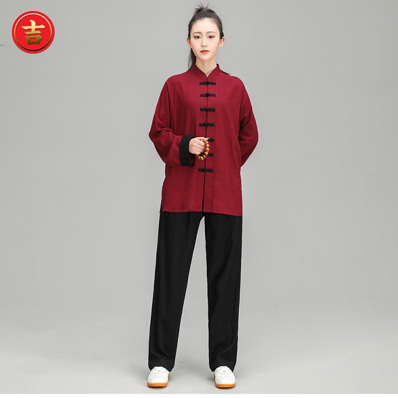 好货2025新款太极服套装男女款透气罗锦麻春秋季长袖太极拳比赛表图片