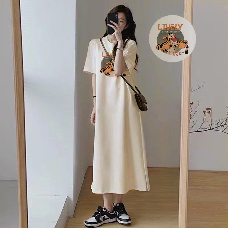 好货孕妇连衣裙2025新款夏装时尚卡通短袖t恤裙子女夏季开叉长裙