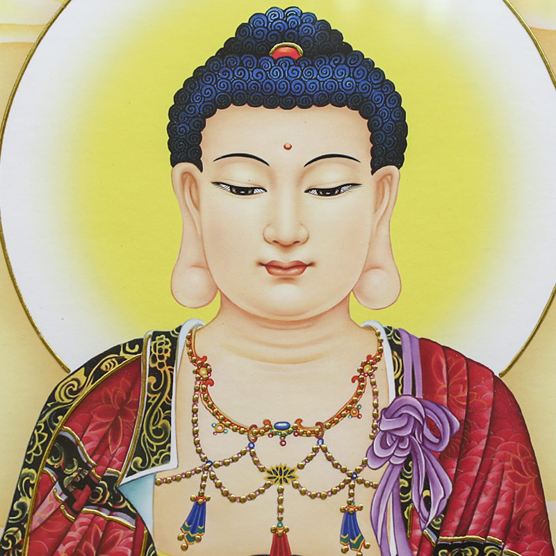 好货实木西方三圣画像佛像阿弥陀佛挂画观音佛像供奉玄关壁画茶室