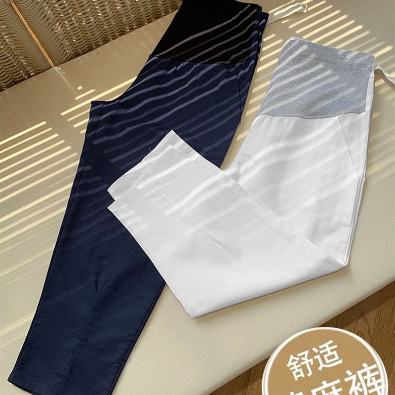 好货棉裤孕妇裤子夏季薄款时尚款小个子孕妇裤外穿春秋款九分裤休