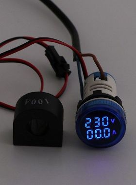 Digital Voltmeter Ammeter 22mm Round AC 50-500V 0-100A