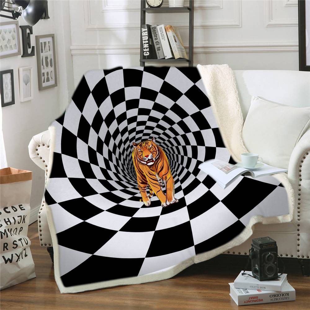 Visual Illusion Tiger 3D Printing erpa Blanket Adult