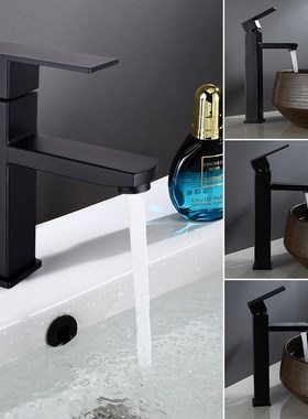 304 stainless steel Square black basin faucet on the table,