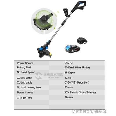 20V Electric Lawn Mower 2000mAh Li-ion Cordless Grass Trimme