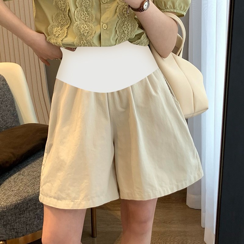 好货孕妇裤子夏季大码宽松休闲孕妇短裤外穿薄款卡其色阔腿安全裤