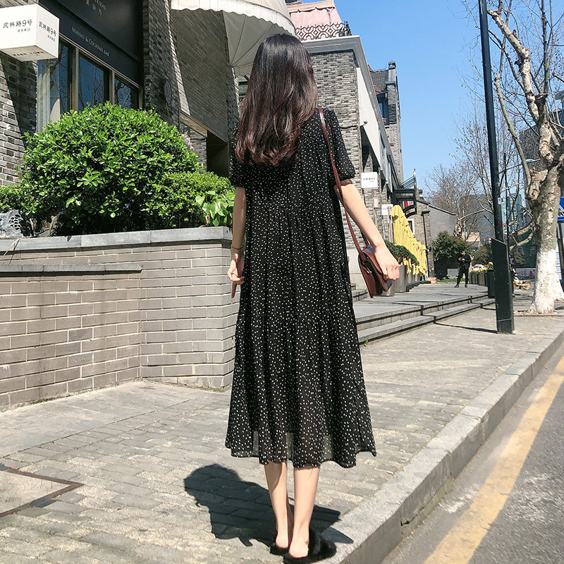 好货孕妇连衣裙夏短袖夏天中长款怀孕期裙子韩版宽松孕妇装夏装上