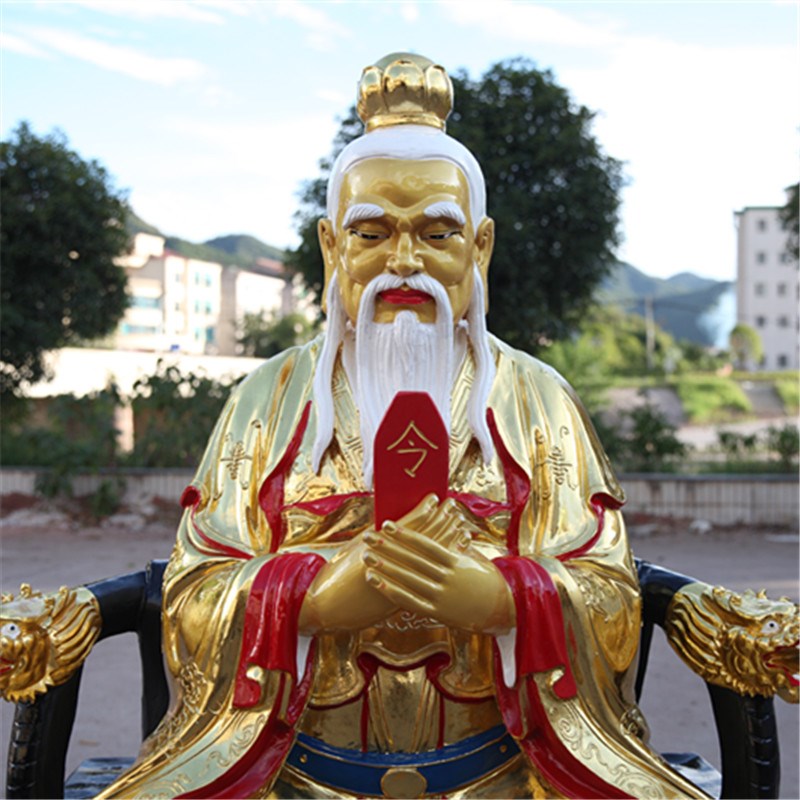 好货寺庙树脂玻璃钢佛像 1米6高坐孔子佛像 金色孔明孔子神像 孔