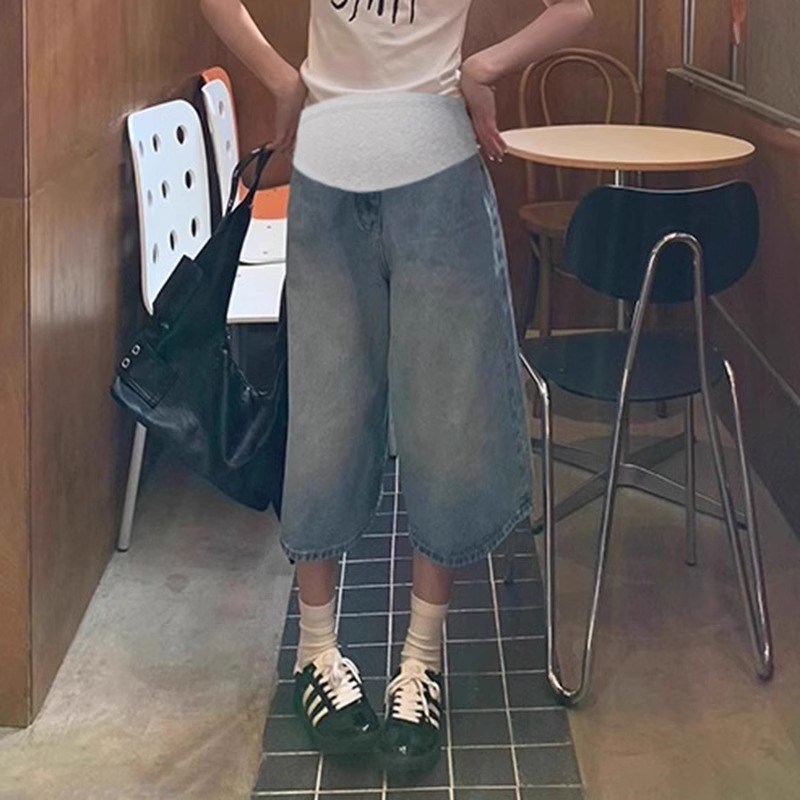 好货孕妇裤子夏季薄款外穿牛仔短裤2025新款夏天小个子打底阔腿裤