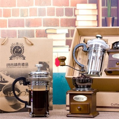 好货Manual Coffee Maker Set with Wooden Coffee Bean Grinder