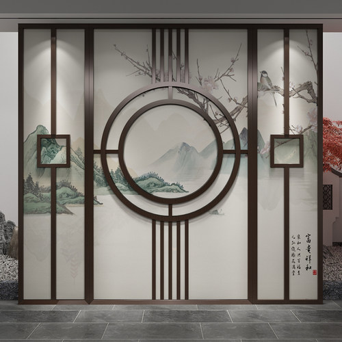 极速新中式实木入户门客厅屏风隔断玄关I花格镂空酒店办公室茶室