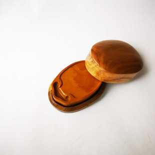 极速新款御砚堂禅砚黄松花石砚台 D带木盒4寸小砚台单打墨海 手把