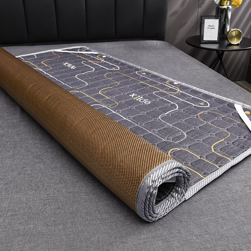 极速日式冬夏两用l冰藤凉席套件可摺叠软牀垫子榻榻米双面草蓆三