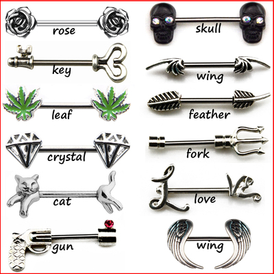 新品BOG-1 Pair 316L Squrgical Steel Barbell Piercing Rose Fl
