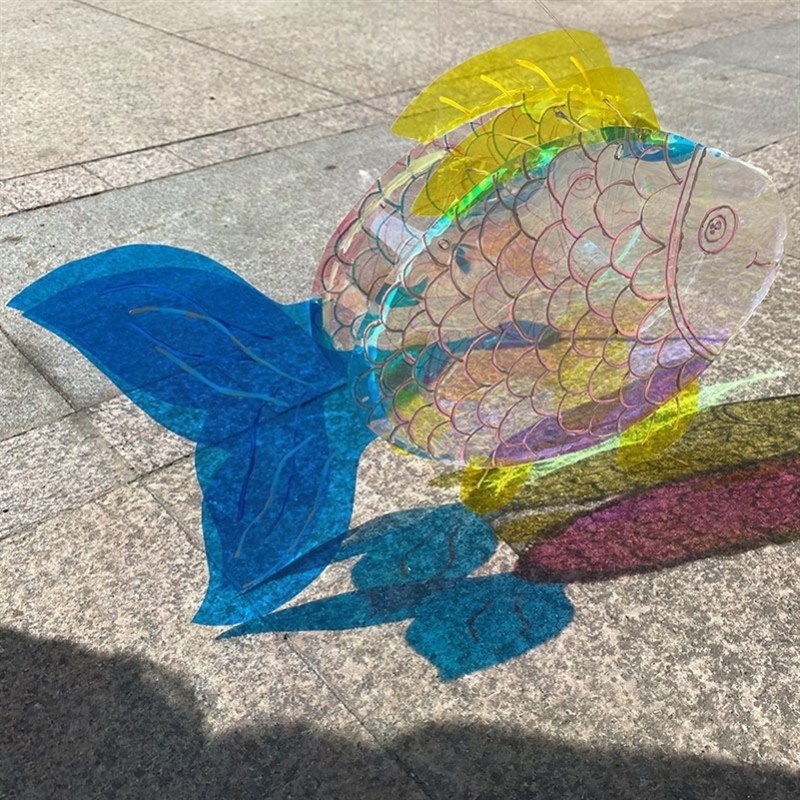 极速灯笼鱼中秋节手工灯笼DIY彩B虹鱼灯会发光的鱼灯笼金鱼吊饰材