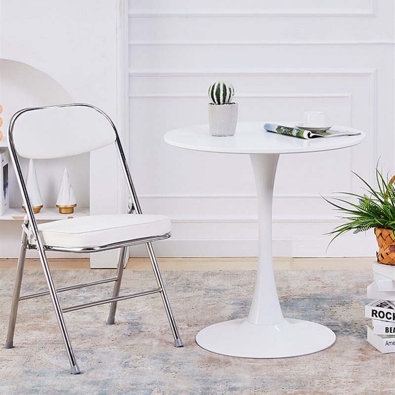 极速北欧简约圆桌子白色郁金香烤漆桌休闲洽谈接待U桌奶茶店阳台