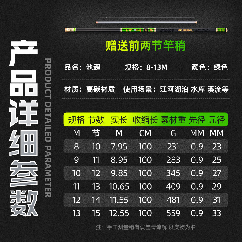 新品池魂本流8米9米10米11米12米13米超轻超硬炮竿长杆.长竿垂钓图片