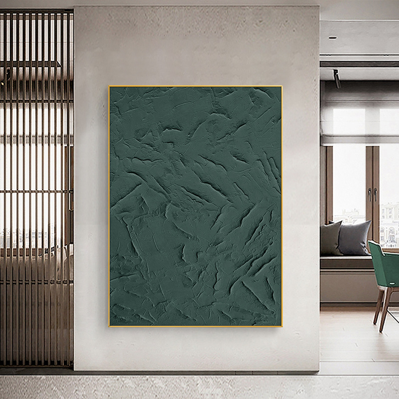 装饰定制手绘油画立体抽象肌理侘D寂风艺术大师色块简约客厅玄关图片