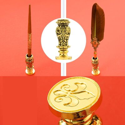 新品Vintage Quill Feather Dip Pen FoGuntain Writing Ink 5 Ni