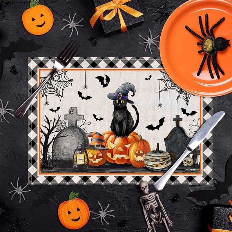 极速1pcs Halloween Pattsern Placemat Coaster Dining Table Ma