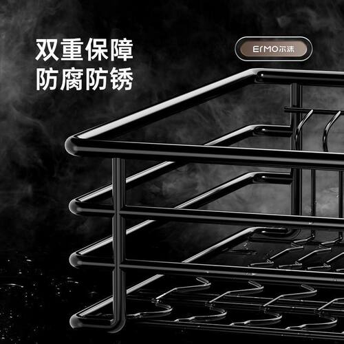 极速拉篮厨房橱柜3n04不锈钢双层抽屉式碗碟架碗碟篮收纳阻尼碗篮