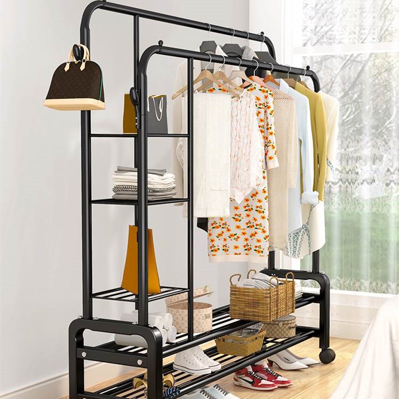 极速简易晾衣架落地杆卧室内挂衣服架子家用学P生宿舍置物阳台晒