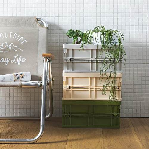 极速霜山户外可折叠收p纳箱收纳筐车载后备箱周转箱露营带提手收