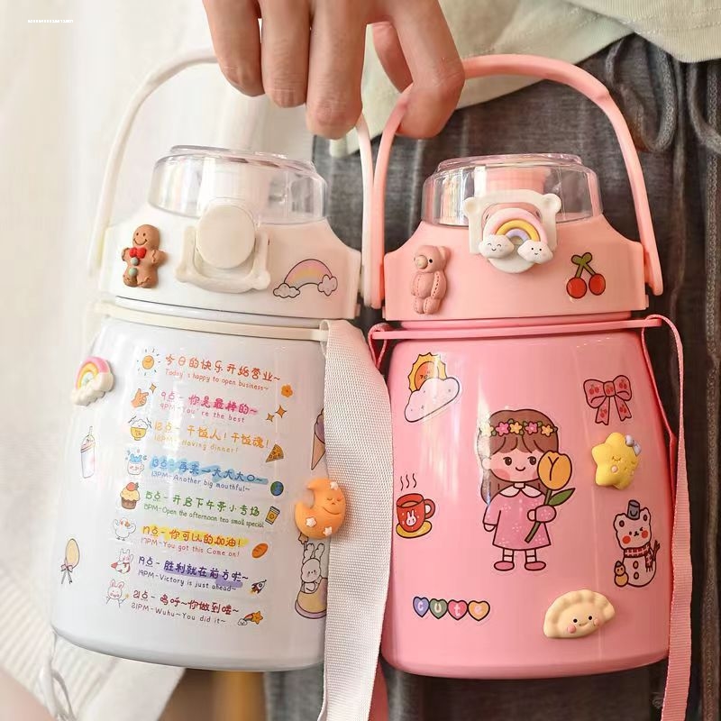 极速保温杯女h生高颜值大容量水杯儿童学生水壶吸管杯子网红大肚