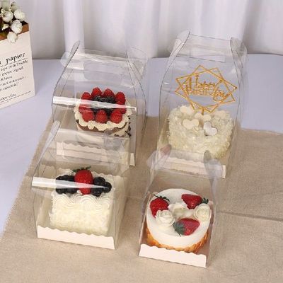 极速10aPcs 3/4/5 Inch Birthday Cake Packaging Box PVC Gift B