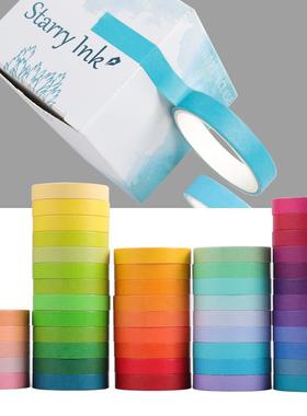 极速48pcs603 R ainbow C7olor Washi Tape SetO 5 Lace PureColo