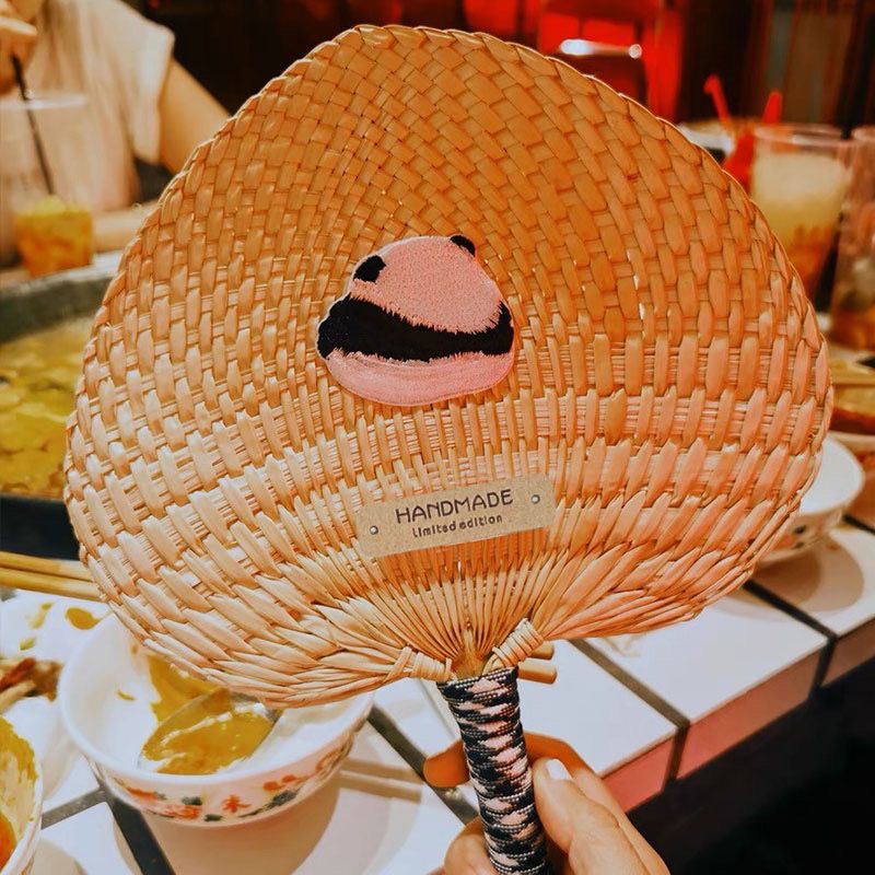 极速周末小逛可爱熊猫手工编织蒲扇D夏日扇子芭蕉扇宝宝扇手摇婴