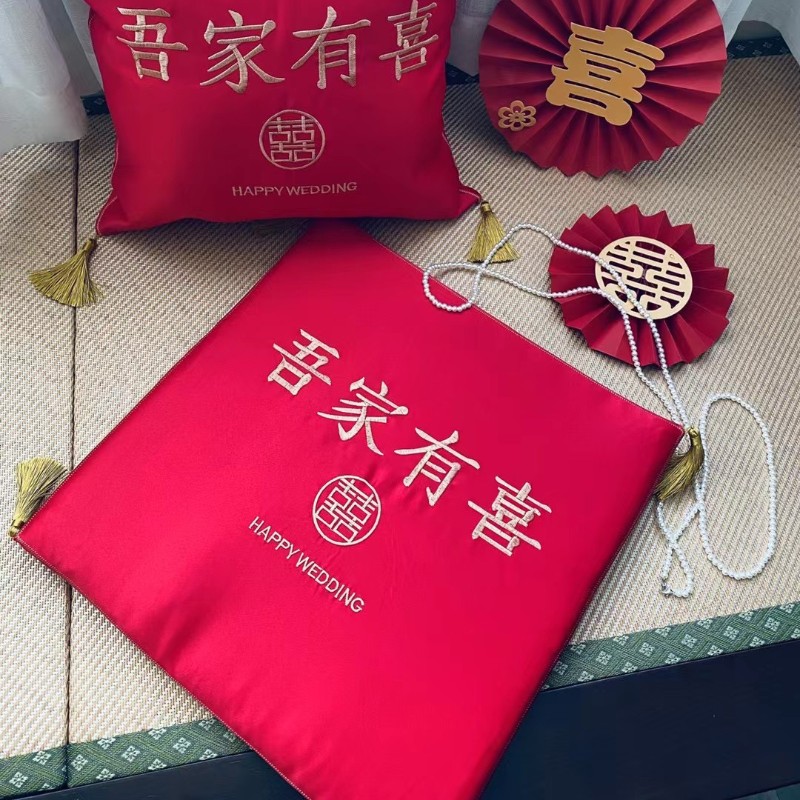 极速结婚跪垫坐福垫结婚敬茶一z对加厚中国风床上喜垫拜天地踩喜