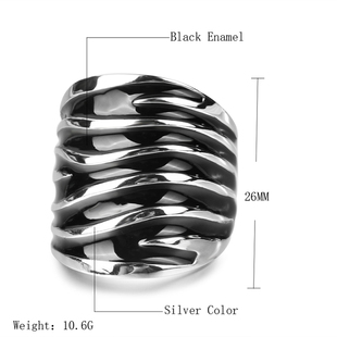 极速Kinel Unique Punk rRock Black Enamel Big Ring Fashion Wa